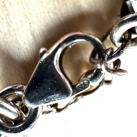 Sterling Silver Labradorite, Lapis, Pearl & Leather multi strand Bracelet - Picture 7 of 9